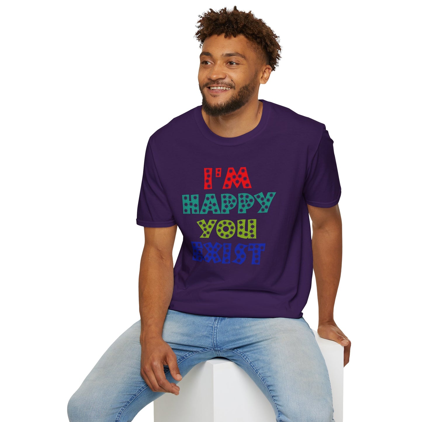 "Spread Joy: 'I'm Happy You Exist' Bold Graphic Tee"