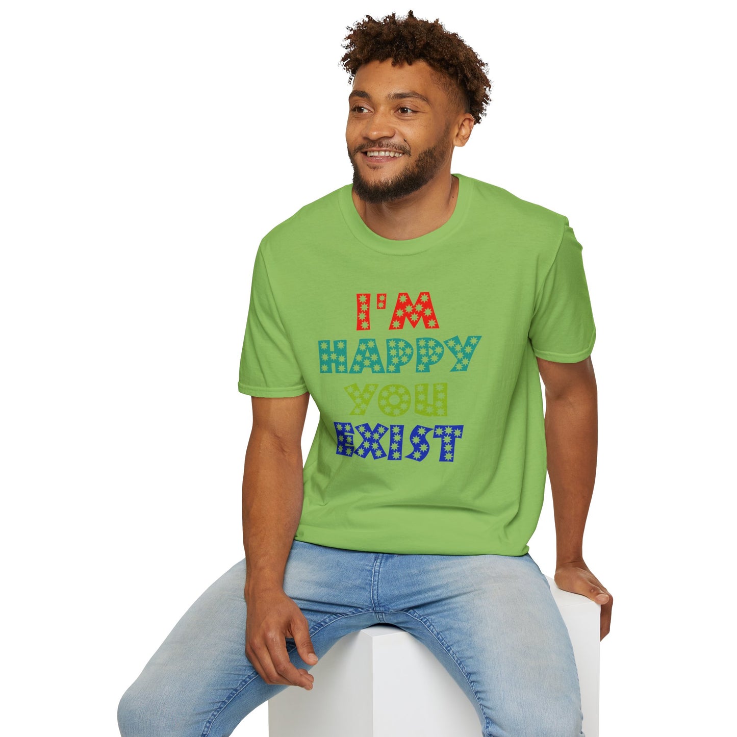 "Spread Joy: 'I'm Happy You Exist' Bold Graphic Tee"